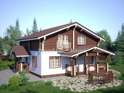 Комбинированный дом камень бревно