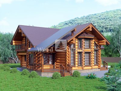 Проект дома из оцилиндрованного бревна с мансардой